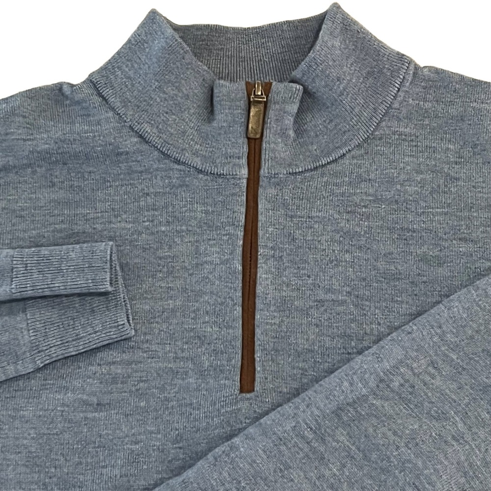 UNTUCKit Belguardo 1/4 Zip Pullover Sweater Mens XXL Blue Extra Fine - Picture 3 of 11